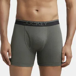 Jockey Men Olive Solid Mid-Rise Pure Cotton Boxers-image-85