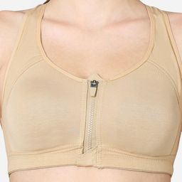 VStar Medium Coverage Running Sports Bra With Removable Pads & Front Zip Closure image 4
