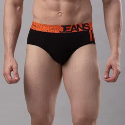 UnderJeans by Spykar Men Black Solid Basic Briefs UJMBRPBS011BLACKORANGE-picture-58
