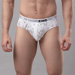 UnderJeans by Spykar Men White & Black Printed Basic Briefs UJMBRPBS031White-picture-25