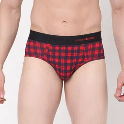 UnderJeans by Spykar Men Blue & Red Checked Basic Briefs UJMBRRPBS035BLUECHECK-picture-52