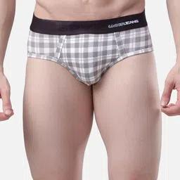 UnderJeans by Spykar Men White & Grey Checked Basic Briefs UJMBRRPBS035WHITECHECK-picture-23