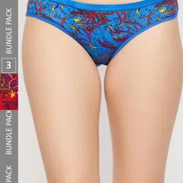 SECRETS BY ZEROKAATA Women Pack of 3 Assorted Printed Cotton Basic Briefs-image-79