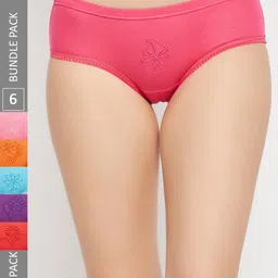 SECRETS BY ZEROKAATA Women Pack of 6 Assorted Solid Cotton Basic Briefs-picture-35