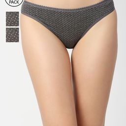 RedRose Women Pack Of 3 Grey Printed Cotton Briefs-image-77