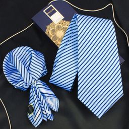 PELUCHE Printed Broad Neck Tie & Pocket Square Accessory Gift Set-image-70