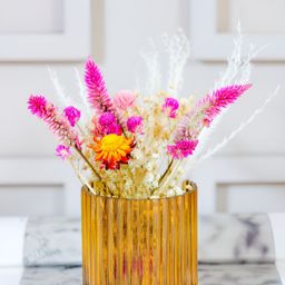 ArteCasa Pink & Yellow Aster Artificial Flower With Pot-image-68