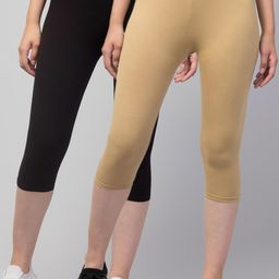 Apraa & Parma Women Pack Of 2 Skinny Fit Pure Cotton Capris-image-63
