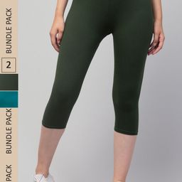 Apraa & Parma Women Pack of 2 Mid-Rise Skinny Fit Pure Cotton Capris-picture-2