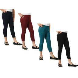 BAESD Girls Pack Of 4 Skinny Fit Mid Rise Cotton Capris-98