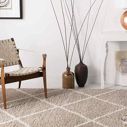 AaHo Decor Beige & White Geometric Shaggy Woolen Carpets-27