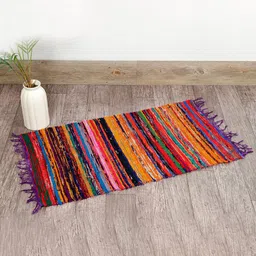 HANDICRAFT PALACE Purple & Red Braided Cotton Carpet-image-63