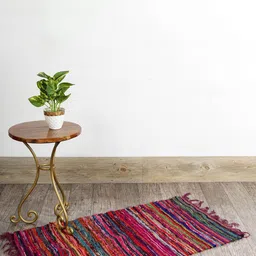 HANDICRAFT PALACE Maroon & Pink Hand Braided Chindi Cotton Rectangular Reversible Carpet-image-93