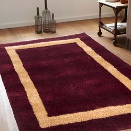 FABURAA Maroon & Beige Geometric Printed Anti Skid Cotton Carpet-34