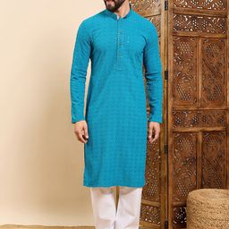 House of Pataudi Embroidered Straight Kurta-picture-43