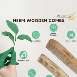 OROSSENTIALS Set Of 3 Neem Wooden Comb image 3