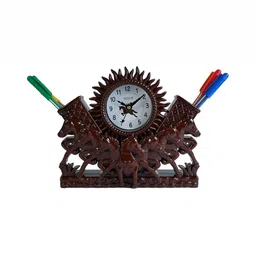 Sigaram Maroon Round Textured Table Clock-picture-46