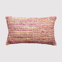 ONSETHOMES Pink & Yellow Self Design Textured Rectangle Cushion Cover-32