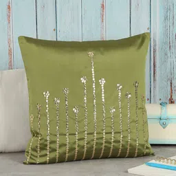 India Circus by Krsnaa Mehta Olive Green & Gold-Toned Embellished Square Cushion Covers-image-78
