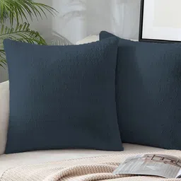LUXEHOME INTERNATIONAL Black 2 Pieces Fur Square Cushion Covers-image-53