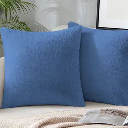 LUXEHOME INTERNATIONAL Blue 2 Pieces Fur Square Cushion Covers-image-52