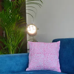 NURTURE INDIA Pink & White Floral Cotton Square Cushion Cover-image-23