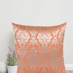 Home Orange & Silver-Toned Printed Self Design Square Cushion Covers-image-97