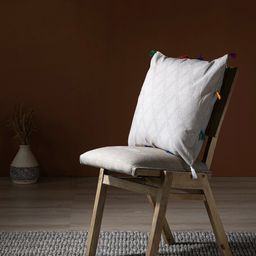 Contrast Living Beige & Blue Quirky Printed Square Cotton Cushion Cover-image-3