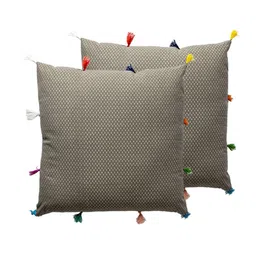 Contrast Living Grey & White 2 Pieces Geometric Cotton Square Cushion Covers-image-58