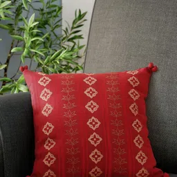 Eyaas Red & Cream-Coloured Geometric Square Cushion Covers-17