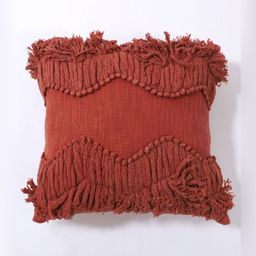 Art Avenue Red Self Design Textured Cotton Square Cushion Cover-15