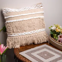 STUDIOHMK Peach-Colored Self-Design Square Cushion Cover-picture-10