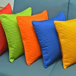 CASA-NEST Blue & Yellow 5 Pieces Printed Square Cushion Covers-image-17