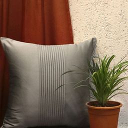 ZEBA Grey Centre Pleated Square Cushion Cover-picture-39