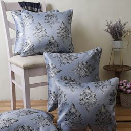 ROMEE Grey & Silver-Toned Set of 5 Ethnic Motifs Square Cushion Covers-19