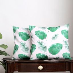Alina decor Set Of 2 White & Green Floral Square Cushion Covers-20