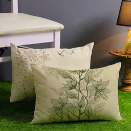 STITCHNEST Pack Of 2 Cream-Coloured Printed Rectangle Cushion Covers-image-16