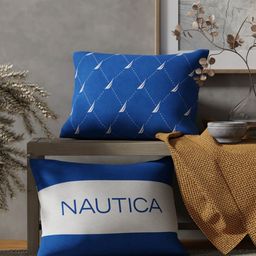 Nautica Blue & White 2 Pieces Striped Pure Cotton Rectangle Cushion Covers-image-87