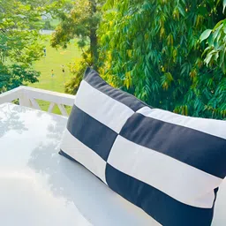 THROWPILLOW Navy Blue & White Rectangle Cushion Cover-49