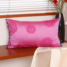 ZEBA Purple & Blue Floral Embroidered Rectangle Cushion Cover-19