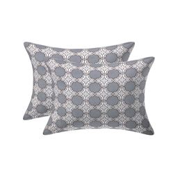 Texstylers White & Grey 2 Pieces Cotton Rectangle Cushion Covers-image-37
