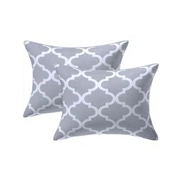 Texstylers Grey & White 2 Pieces Abstract Printed Cotton Rectangle Cushion Covers-3