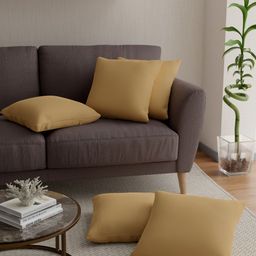 ROSARA HOME Tan Set of 5 Square Cushion Covers-image-38