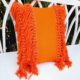 THROWPILLOW Orange Embroidered Square Cushion Cover-image-83