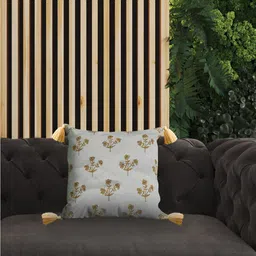 SHADES of LIFE White & Yellow 2 Pieces Embroidered Cotton Square Cushion Covers-8