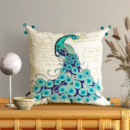 SHADES of LIFE White & Blue Embroidered Square Cushion Cover-40