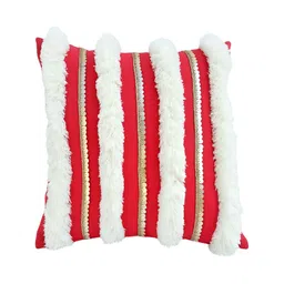 THROWPILLOW Red & Off White Embroidered Square Cushion Covers-9