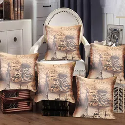 Tesmare Brown 5 Pieces Quirky Square Cushion Covers-image-45