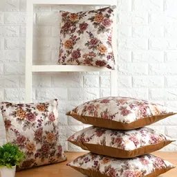 BIGGER FISH Brown 5 Pcs Square Cushion Covers-96