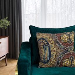 Tasseled Home Vintage Brown & Yellow Ethnic Motifs Velvet Square Cushion Cover-image-35
